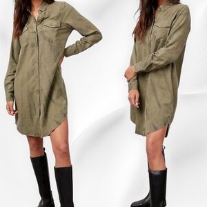 NWT Rails ‘Sandra’ Shirt Dress in “Olive Green & Black Tie Dye” Size Small